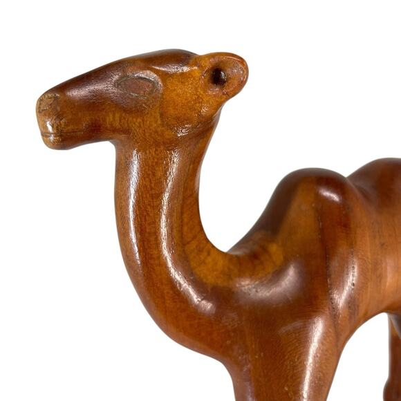 Vintage MCM Hand Carved Wooden Camel Figurine Sculpture Decor Nativity Piece - Picture 4 of 8
